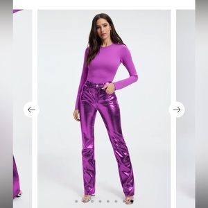 GOOD ICON METALLIC FAUX LEATHER PANTS